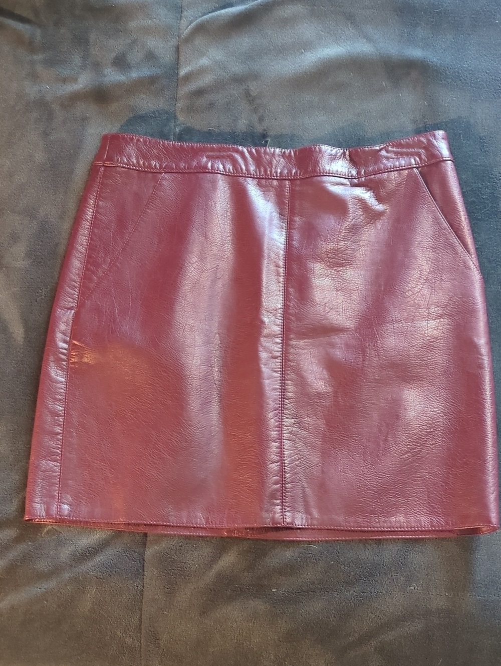Women's Burgundy Faux Leather Mini Skirt